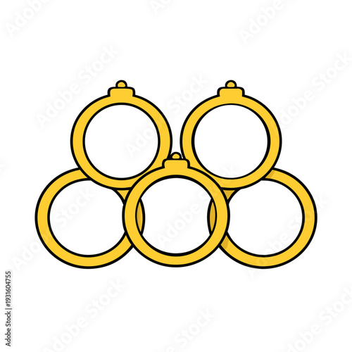 Five Golden Rings Christmas 2D Flat Vector Illustration