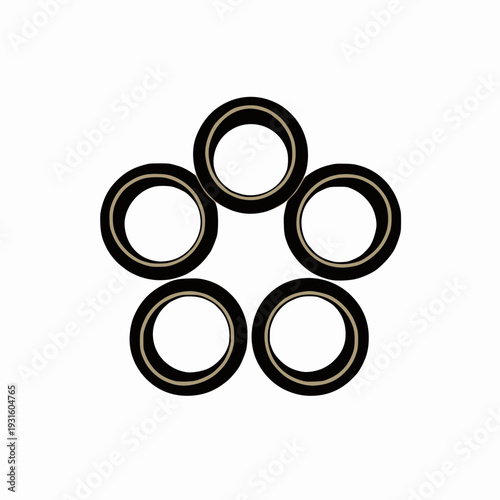 Five Golden Rings Black Silhouette Circular Motif