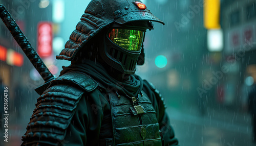 Neon Ronin in the Rain