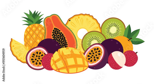 Set of colorful fruit icons vector