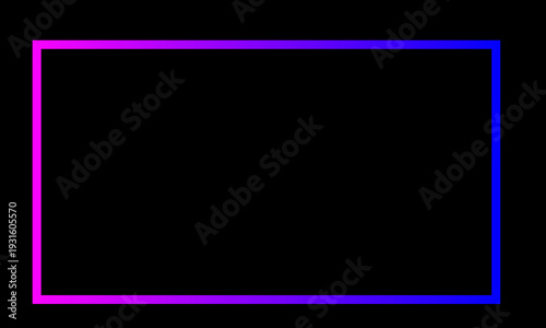 Modern square frames with neon isolated on black background