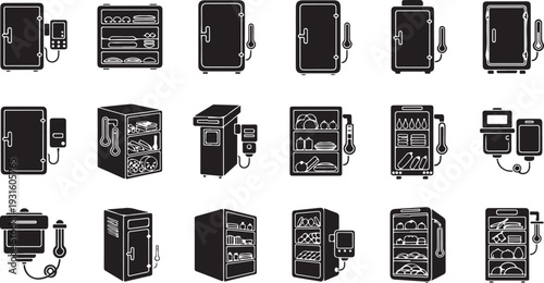 Collection of various electronic devices and computer hardware illustrations