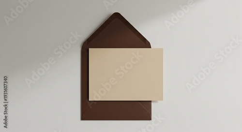 A high-end mockup of a long black envelope with a round wax seal next to a blank white card.