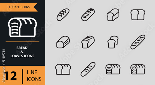 Artisan Bread And Loaf Outline Icon Collection