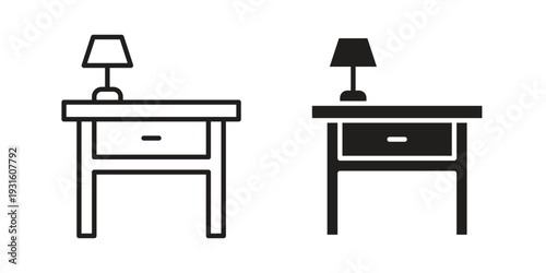 Bedside table icon collection. Vector design pack