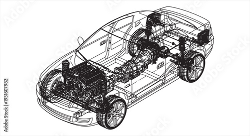 Car Blueprint Design – Automotive Engineering CAD Technical Drawing