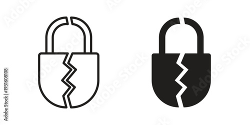 Broken lock icon collection. Vector design pack