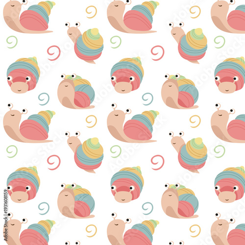 vector seamless pattern with cute snails. children's pattern for paper and fabric