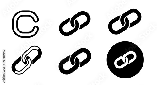 Link and chain icon set for hyperlink and connection symbols
