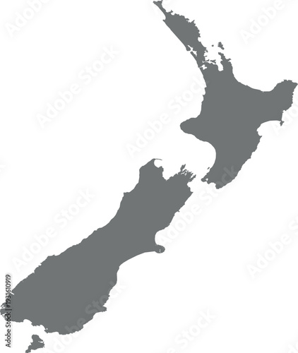 Abstract Silhouette New Zealand Simple Map