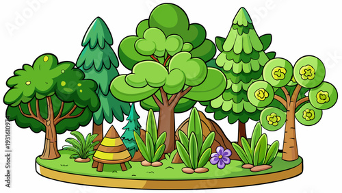 A serene park scene featuring lush greenery and a tranquil pond with ducks and people relaxing isolated on white background, Vector