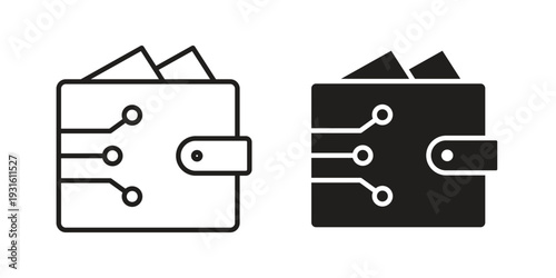 Digital wallet icon collection. Vector design pack
