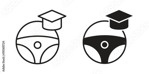Driving school icon collection. Vector design pack