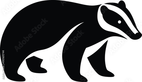 Badger silhouette vector art illustration and minimal black and white design