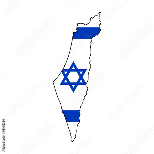 map flag of Israel isolated on white background