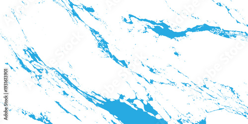 An abstract blue watercolor background features a fresh liquid water splash with transparent drops, ripples, and bubbles flowing in a clean motion