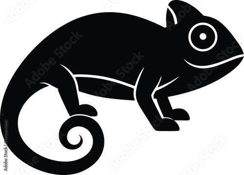 Chameleon silhouette vector art Illustration
