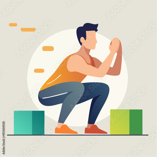 Man performing a squat exercise, a symbol of fitness and healthy lifestyle