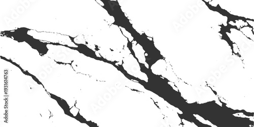 Grunge black and white paint splashes create a dirty ink splatter texture design with a cracked brush pattern and a silhouette map border on a stained vector paper illustration