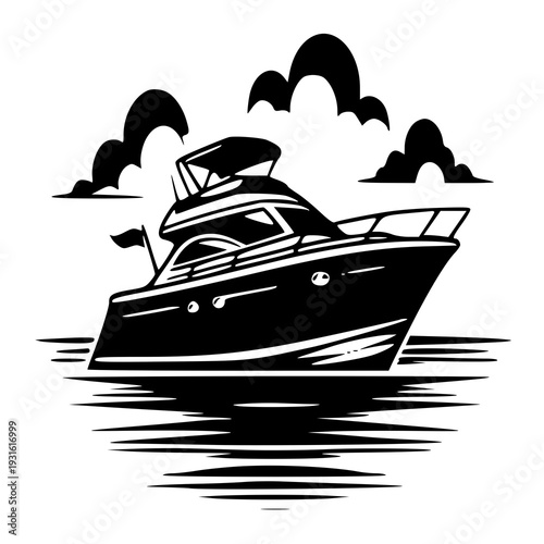 boat on the sea , vector illustration of a boat , silhouette of a boay
