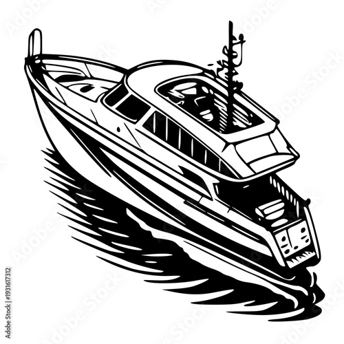 motor yacht vector illustration , vector illustration of a boat , silhouette of a boat 