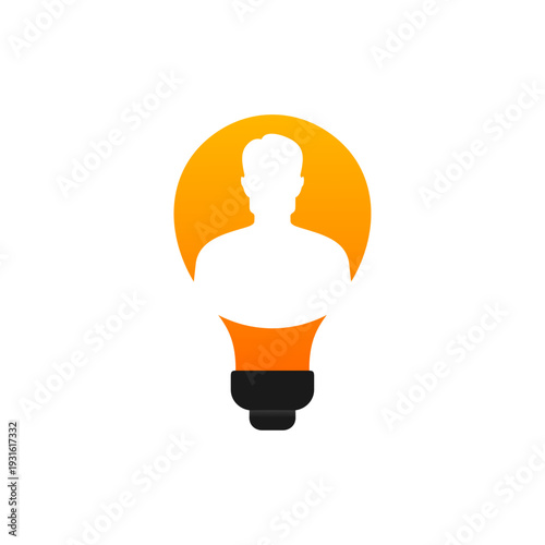 Imaginative human icon with lamp. Vector illustration.