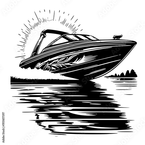 black and white boat , vector illustration of a boat , silhouette of a boat