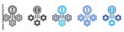 Operational Cost icon set multiple style collection