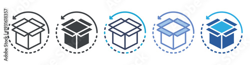 Reverse Logistics icon set multiple style collection