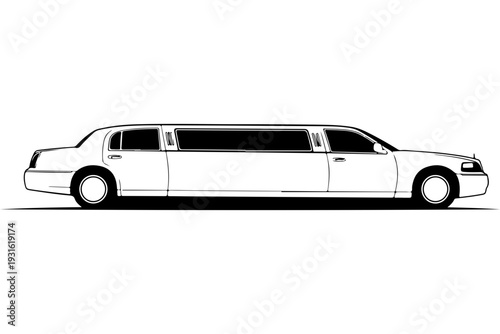 Elegant White Stretch Limousine Vector Illustration