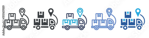 Logistics icon set multiple style collection