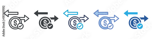 Transaction icon set multiple style collection