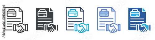 Contract icon set multiple style collection