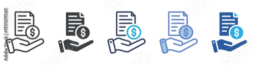 Invoice icon set multiple style collection