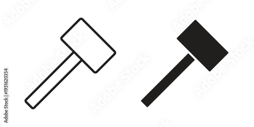 Wooden mallet icon collection. Vector design pack