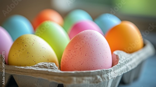 Colorful Eggs in a Carton Ready for Decoration and Celebration During Spring ...