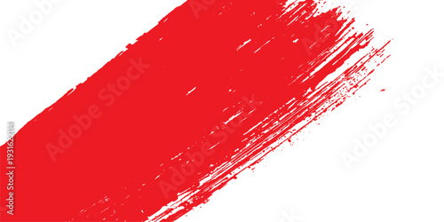 Red paint brush strokes and lipstick splatters create a grunge blood texture with watercolor ink drops and artistic design patterns on a white background vector illustration