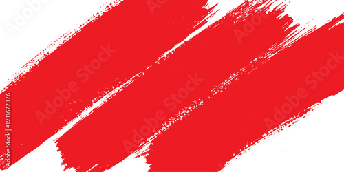 Grunge red paint brush strokes form a decorative ribbon banner and border element for a festive Christmas holiday card template design or artistic gift backdrop illustration