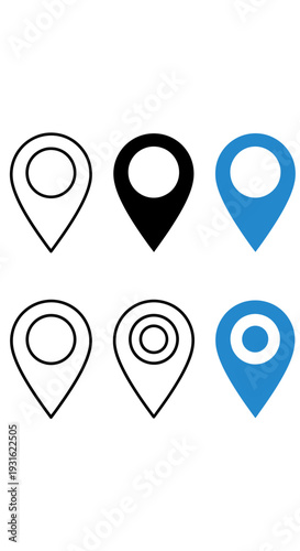 Collection of various map pin icons.