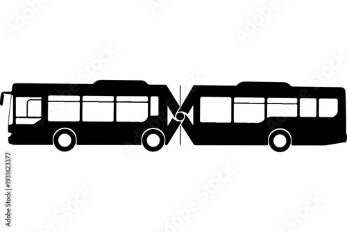 Collision of Two Buses - Transportation Accident Illustration
