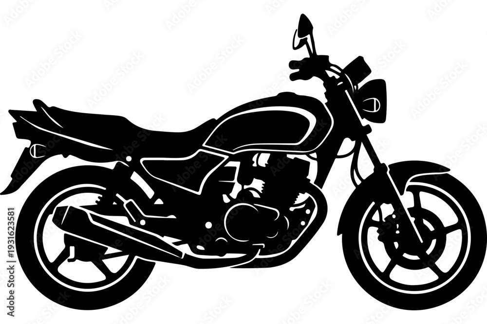 Naklejka premium Black and White Motorcycle Vector Illustration