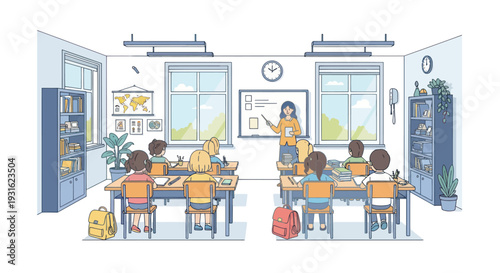 classroom with students and teacher