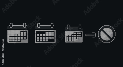 Calendar icons sequence with prohibition sign.