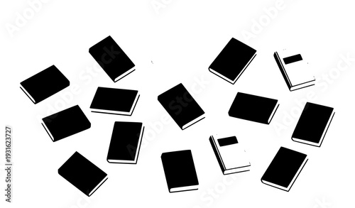 :
Scattered colorful book pile vector illustration with minimal flat design