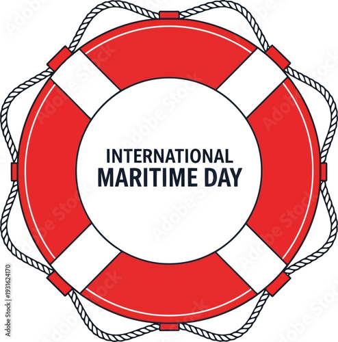 International Maritime Day lifebuoy vector illustration for global seafarer safety awareness and marine celebration events