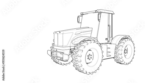 tractor graphic sketch 3d illustration 