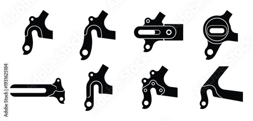 Set of black icons for bicycle derailleur hangers