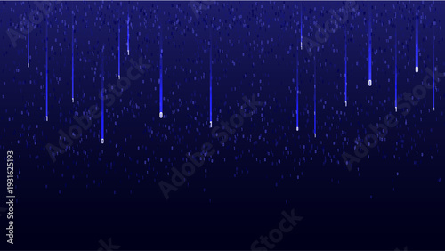 Digital illustration of night sky with falling meteors and stars, creating serene and cosmic atmosphere