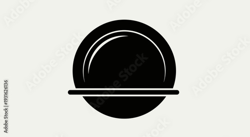 Black Round Plate on Saucer Illustration.