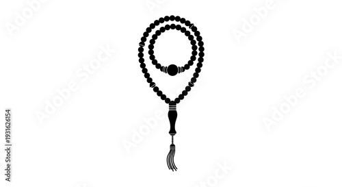 Black Prayer Beads with Tassel.